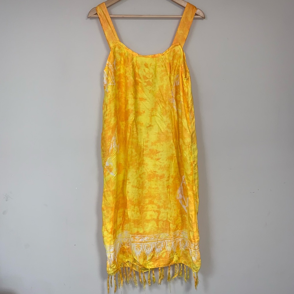 Tie Dye Boho Beach Pool Cover Yellow Fish Hippie Loose Relaxed Fit Summer Vaca - Picture 6 of 8